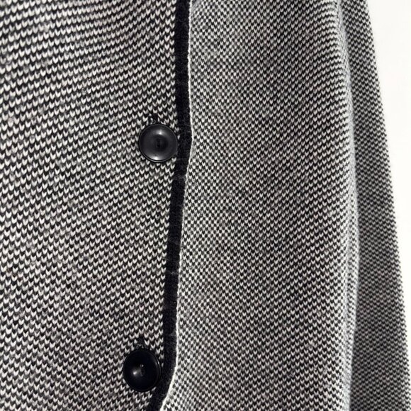 Italian Wool Blend Black White Sweater Overcoat Buttons Classic Timeless Size L - Picture 5 of 10